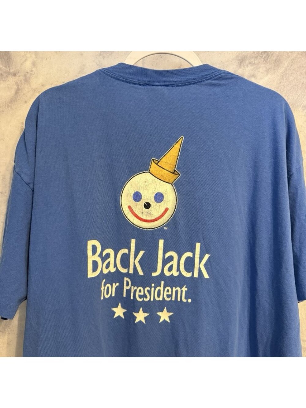 Vintage 90s Jack In The Box For President T Shirt Mens 2XL Blue Single Stitch
